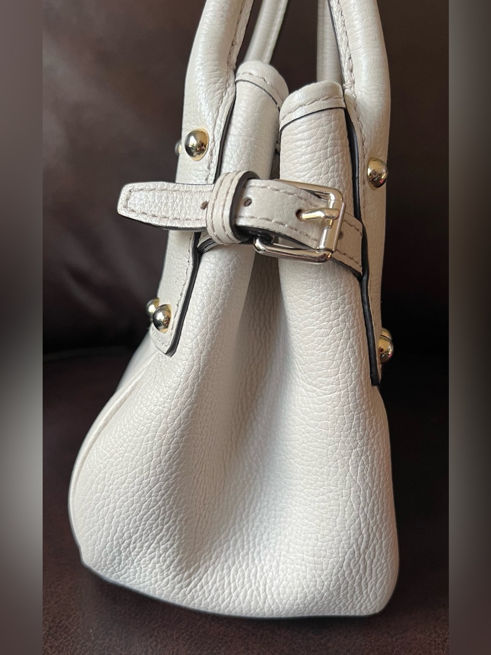 Y2K Dooney & Bourke Off-White Pebbled Leather Satchel Top Handle Bag - Picture 6 of 14
